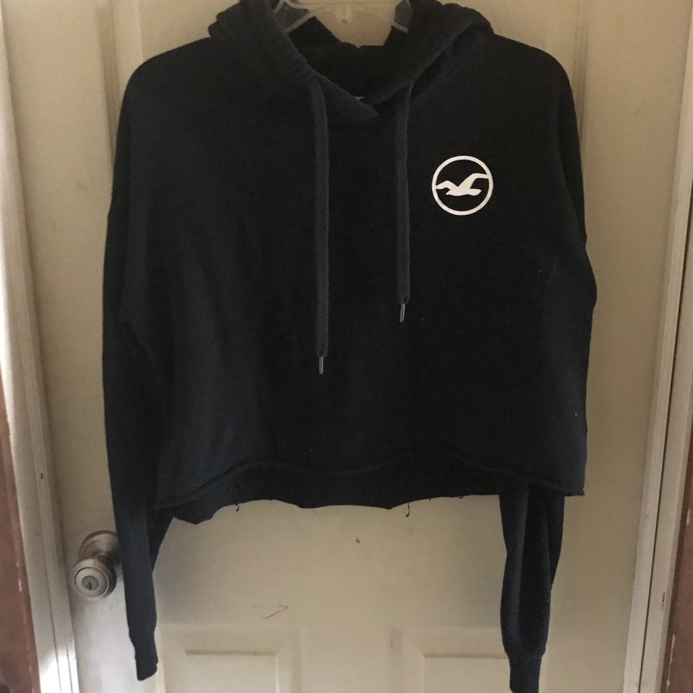 Hollister black cropped hoodie